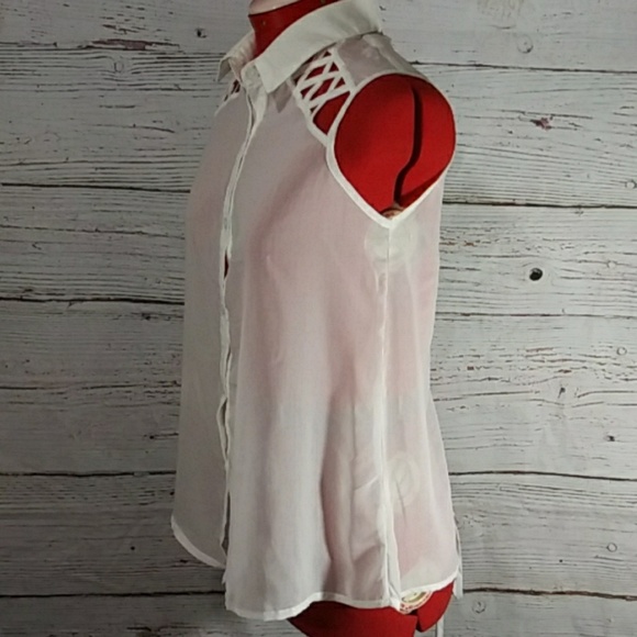 Tobi Women Lace Back Sheer Blouse Sz S - Picture 4 of 8